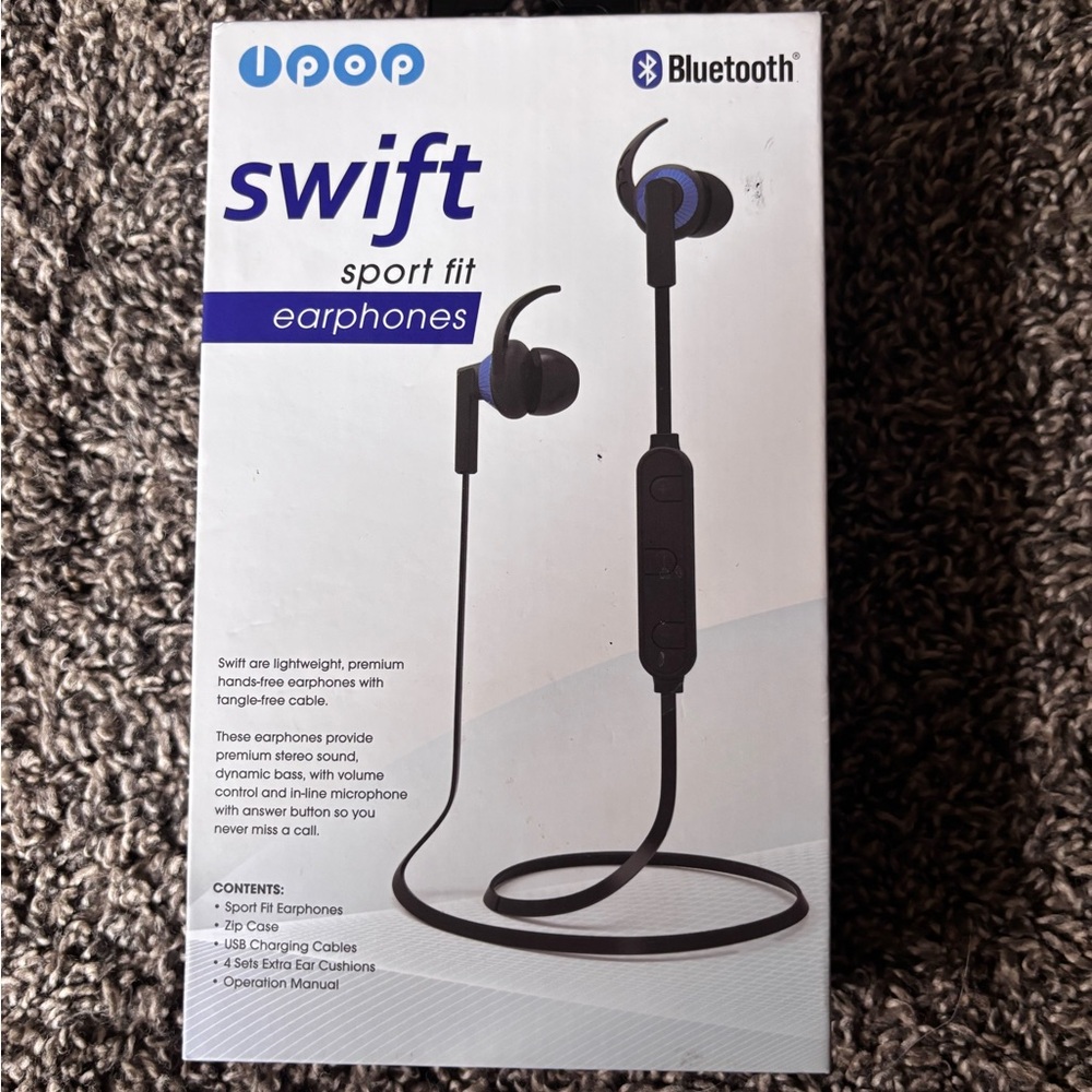 pop Swift Sport Fit Earphones - Black and Blue
